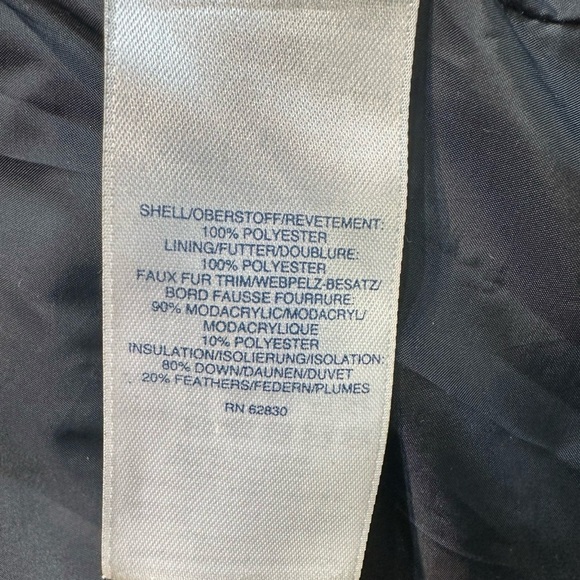 Lands End Womens Down Puffer Coat Black Faux Fur Hood Medium M Winter Jacket - Picture 8 of 8